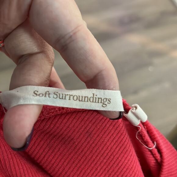 Soft Surroundings Dark Pink Ribbed Long Sleeve Top Size Medium - Picture 7 of 9